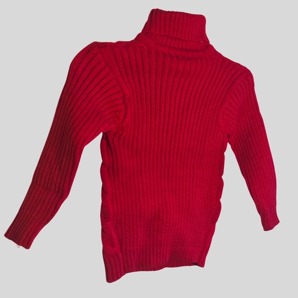 Knit Turtleneck Sweater Toddler Unisex Size 4T Red Soft Pullover - Picture 8 of 11